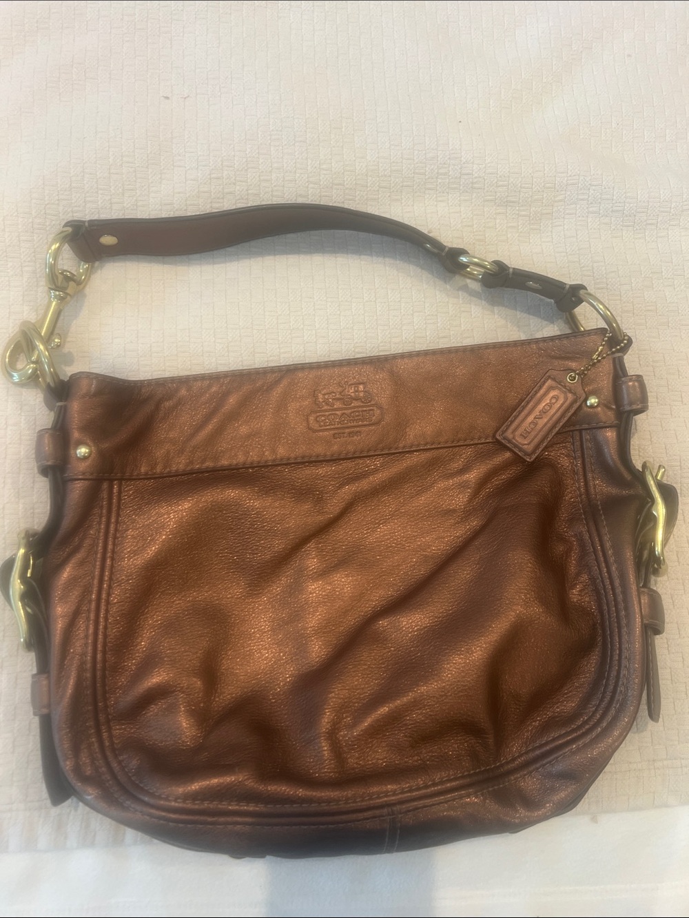Coach Metallic Brown Leather Shoulder Bag